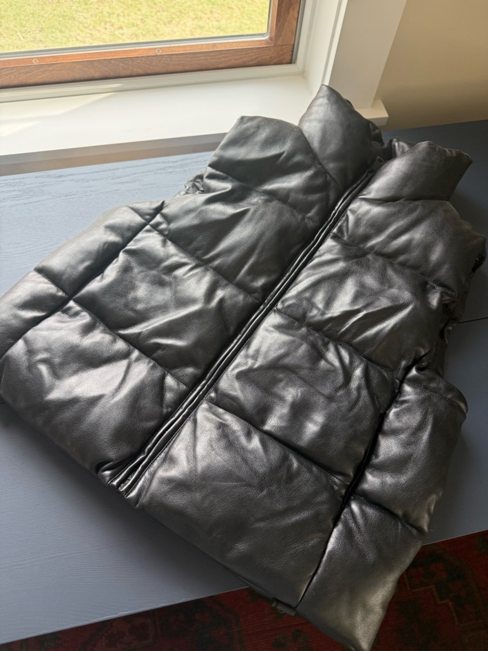 GAP, Medium,  Black Quilted Faux Leather Puffer Vest